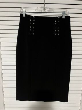 WHBM Gold Eyelet Braided Pencil Skirt Tailored Fully Lined
